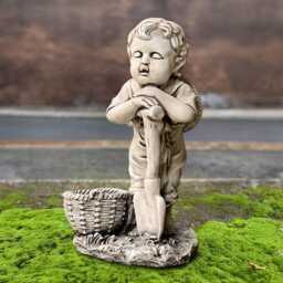 Concrete Boy Garden Sculpture Stone Child Statue Outdoor Flower Pot Figurine Decor Handmade Cement Planter Art Plant Gift - thumbnail 3