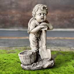 Concrete Boy Garden Sculpture Stone Child Statue Outdoor Flower Pot Figurine Decor Handmade Cement Planter Art Plant Gift - thumbnail 4