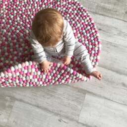 Nursery Rug - Pink Flamingo Free Shipping Felt Ball Decor Play Mat Wool Pom - thumbnail 1