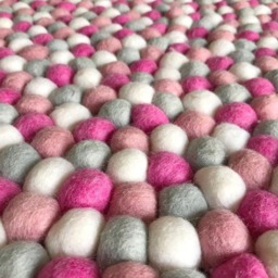 Nursery Rug - Pink Flamingo Free Shipping Felt Ball Decor Play Mat Wool Pom - thumbnail 2