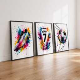 Boys Football Prints - Personalised Bedroom Decor, Custom Shirt Wall Art Set Of 3 - thumbnail 2