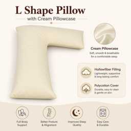 Orthopaedic L Shape Body Pillow - Full Support With Free Polycotton Pillowcase Filled Pregnancy Side Sleeper Cushion - thumbnail 4