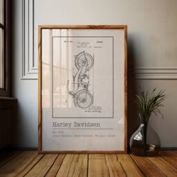 Vintage Harley Davidson Blueprint Poster Motorcycle Garage Art - thumbnail 1