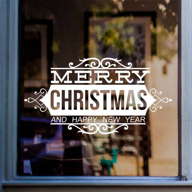 Merry Christmas & Happy New Year Window Sticker Xmas Shop Display Home Decoration Decal - image 1