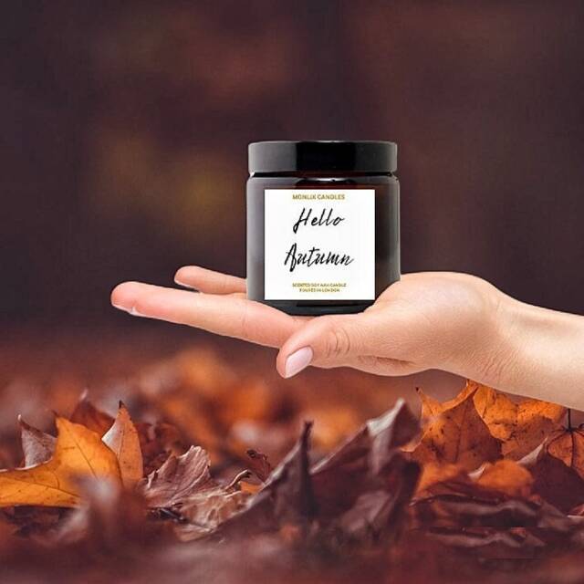 Soy Wax Autumn Scented Candle, Pumpkin Spice, Amber Jar Candle, Autumn Gift, Autumn Home Decor, Fall Candle, Container Candle, Candle Gift For Men - image 1