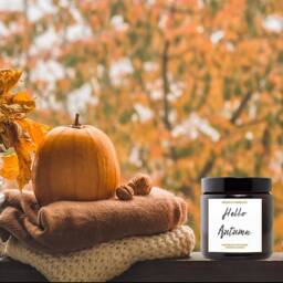 Soy Wax Autumn Scented Candle, Pumpkin Spice, Amber Jar Candle, Autumn Gift, Autumn Home Decor, Fall Candle, Container Candle, Candle Gift For Men - thumbnail 3
