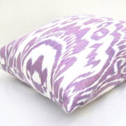 15x15 Plum Ikat Pillow Cover, Handmade Silk Cotton Cushion - thumbnail 2