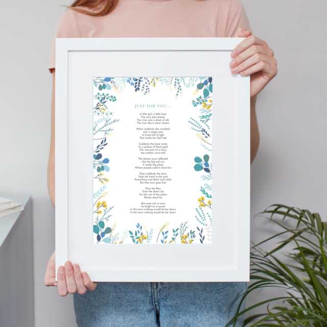 Use Your Own Words Floral Illustration Personalised Poem Print. Anniversary Gift. Framed. Wall Decor. Handmade. Custom Made - image 1