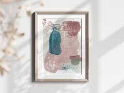 Abstract Art Print, Wall Art, Mixed Media Poster, Modern Decor With Gold Leaf Details - thumbnail 1
