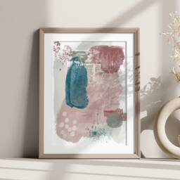 Abstract Art Print, Wall Art, Mixed Media Poster, Modern Decor With Gold Leaf Details - thumbnail 2