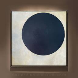 Black Circle Painting Kazimir Malevich Style, Abstract Oil On Canvas - thumbnail 1
