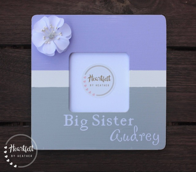 Personalized Big Sister Picture Frame - Hand-Painted Lilac & Grey - image 1