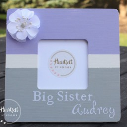 Personalized Big Sister Picture Frame - Hand-Painted Lilac & Grey - thumbnail 2