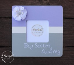 Personalized Big Sister Picture Frame - Hand-Painted Lilac & Grey - thumbnail 1