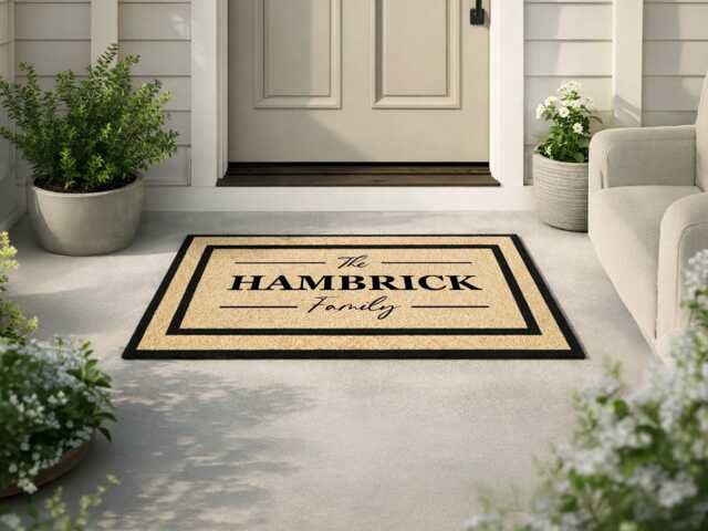 Personalised Family Name Entry Doormat, Tough Weatherproof Rug - image 1