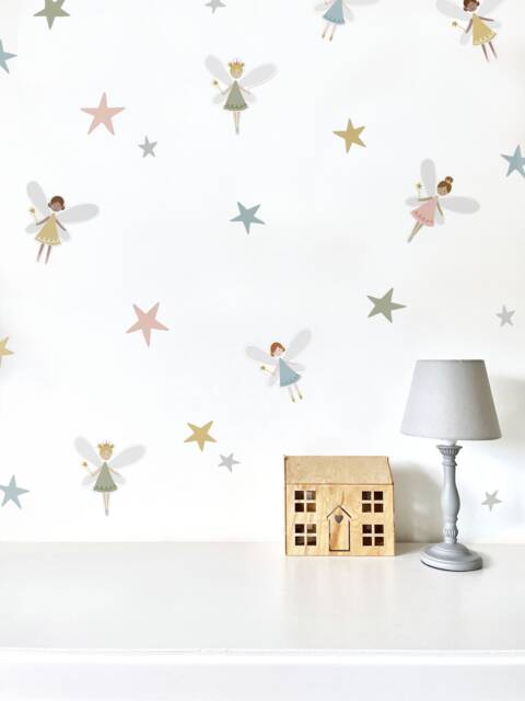 Fairy & Stars Fabric Wall Stickers - Eco-Friendly, Removable, Reusable Decals For Kids' Bedrooms, Playrooms & Nurseries - image 1