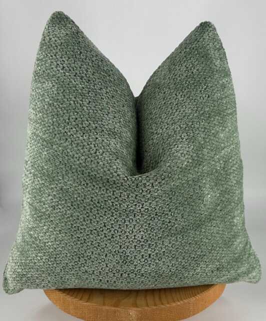 Sage Green Textured Pillow Cover, Boho Farmhouse Cotton Wool Cushion - image 1