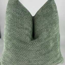 Sage Green Textured Pillow Cover, Boho Farmhouse Cotton Wool Cushion - thumbnail 4
