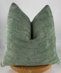 Sage Green Textured Pillow Cover, Boho Farmhouse Cotton Wool Cushion - thumbnail 1