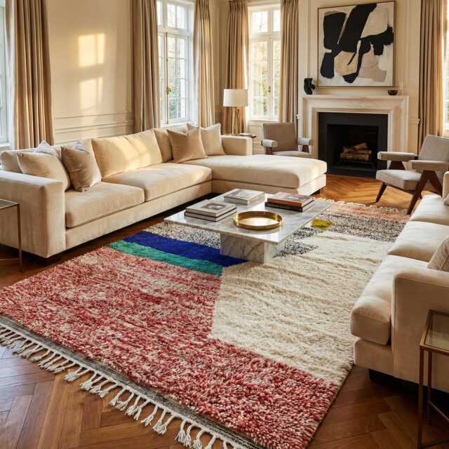 Handmade Berber Area Rug - Colorful Moroccan Azilal Style - image 1