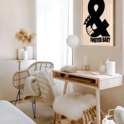 Beige & Black Typography Print - Retro You & Me Forever Baby, Modern Scandi Wall Art, Bold Living Room Bedroom Quote Poster, Funky Decor - thumbnail 3