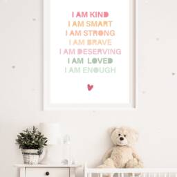 Girls Affirmation Print, Kids Wall Art, Pastel Nursery Bedroom Prints, Decor, Playroom Prints - thumbnail 2