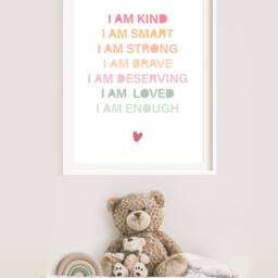 Girls Affirmation Print, Kids Wall Art, Pastel Nursery Bedroom Prints, Decor, Playroom Prints - thumbnail 3