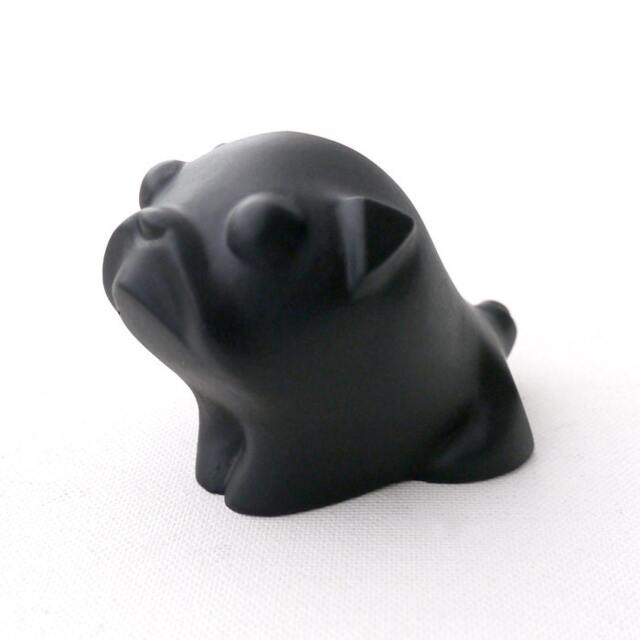 Handmade Black Lacquer Pug Sculpture Modern Home Decor - image 1