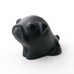 Handmade Black Lacquer Pug Sculpture Modern Home Decor - thumbnail 1