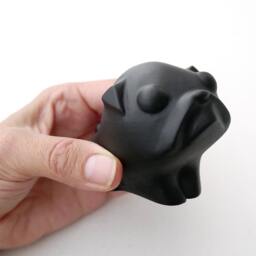 Handmade Black Lacquer Pug Sculpture Modern Home Decor - thumbnail 3