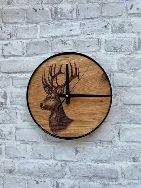 Deer Wall Clock, Carved Wood Clocks, Silent Round Themed Woodsy Decor, Reindeer Lovers Gift, Rustic Christmas - image 1