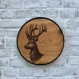 Deer Wall Clock, Carved Wood Clocks, Silent Round Themed Woodsy Decor, Reindeer Lovers Gift, Rustic Christmas - thumbnail 3