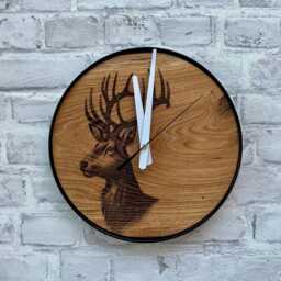 Deer Wall Clock, Carved Wood Clocks, Silent Round Themed Woodsy Decor, Reindeer Lovers Gift, Rustic Christmas - thumbnail 2