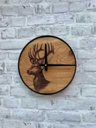 Deer Wall Clock, Carved Wood Clocks, Silent Round Themed Woodsy Decor, Reindeer Lovers Gift, Rustic Christmas