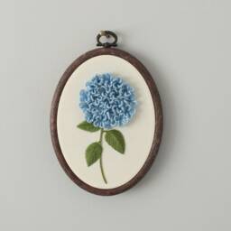 Hydrangea Embroidery Wall Art - 3D Floral Hand Hoop - thumbnail 1