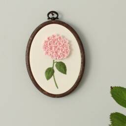 Hydrangea Embroidery Wall Art - 3D Floral Hand Hoop - thumbnail 3