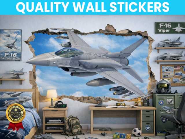 Fighter Jet Wall Decal Sticker Mural Poster Print Art Home Bedroom Office Decoration - image 1