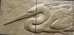 stalking Heron Limited Edition Concrete Wall Sculpture Tile