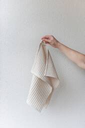Waffle Linen Face Towel in Oatmeal. Linen-Cotton Blend Waffle Washcloth. Absorbent & High Quality - thumbnail 1