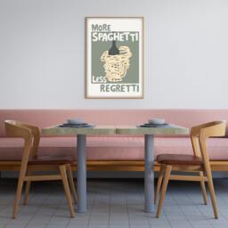 More Spaghetti Less Regretti Poster, Italian Slogan Kitchen Prints, Pasta Wall Art, Fun Prints - thumbnail 3