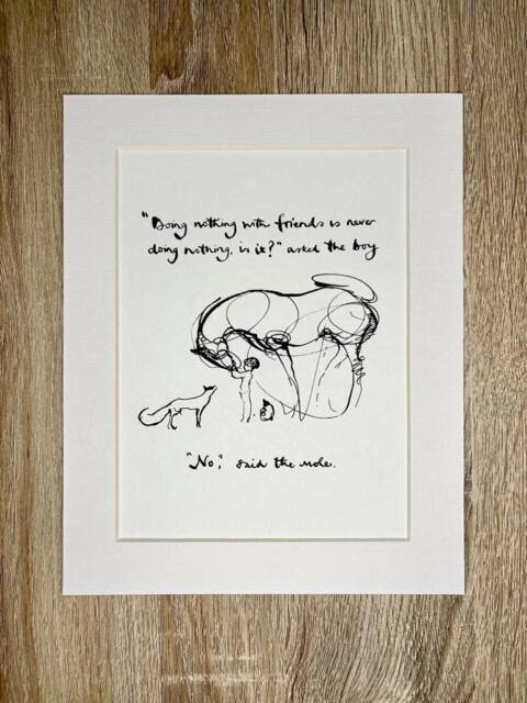 Charlie Mackesy Mounted Print - The Boy, Mole, Fox & Horse Book Page Art