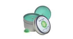 Heart Chakra Candle Tin Rose Petals Scented, Green Aventurine Crystal - thumbnail 1