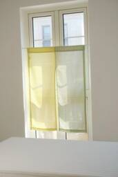Lyman Two Tone Door Curtain, Yellow & Green Linen Noren, Long Room Dividers Doorway Rod Pocket 1Pc - thumbnail 1