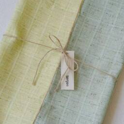 Lyman Two Tone Door Curtain, Yellow & Green Linen Noren, Long Room Dividers Doorway Rod Pocket 1Pc - thumbnail 4