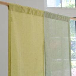 Lyman Two Tone Door Curtain, Yellow & Green Linen Noren, Long Room Dividers Doorway Rod Pocket 1Pc - thumbnail 3