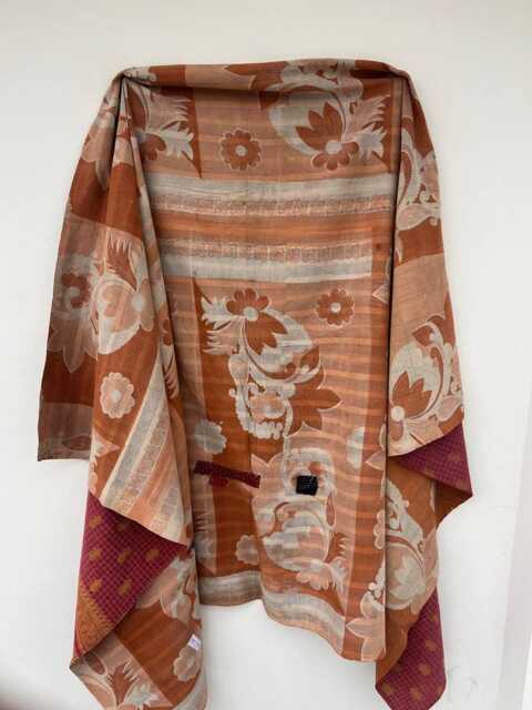 Reversible Vintage Kantha Quilt Patchwork Block Print Cotton Handmade Bohemian Throw - image 1