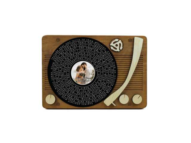 Solid Wood Custom Song Lyrics Vinyl Record Art Wall Hanging - Personalized Photo Print - image 1