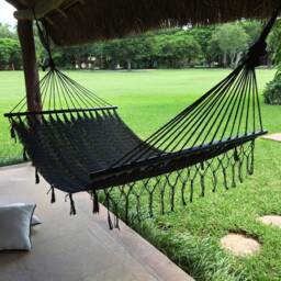 Black Color American Hammock Made With Thick Cotton/Nylon Thread Customs Taxes Included - thumbnail 3
