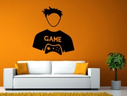 Boy Gamer Controller Joystick Game T-Shirt Wall Stickers Decals Vinyl Mural Decor Art L2100 - thumbnail 1