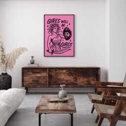 Medusa Retro Groovy Poster Print Girls Will Be Girls, Unframed Goth Wall Art - thumbnail 2